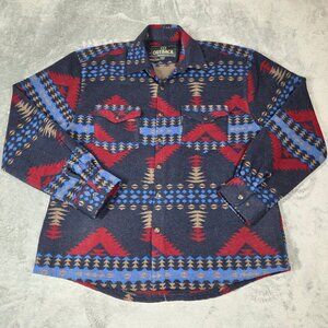Outback Trading Shirt Jacket Mens Large Navy Red Elliot Aztec Southwest Shacket